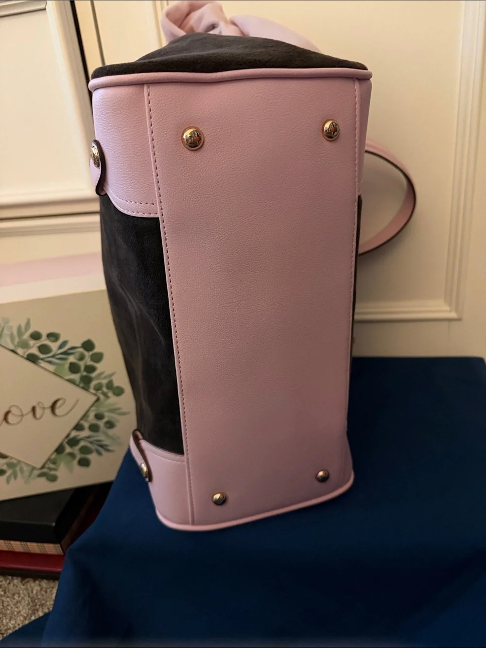 Juicy Couture Pink and Brown Logo Tote with Bow Accent